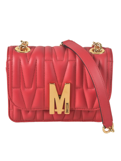 Shop Moschino Quilted Chain Shoulder Bag In 0116