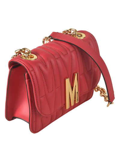 Shop Moschino Quilted Chain Shoulder Bag In 0116