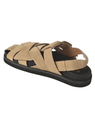 Shop Tod's T Logo Plaque Sandals In Brown