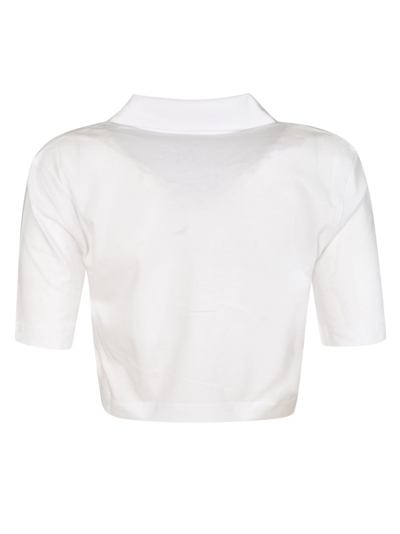 Shop Moschino Cropped Polo Shirt In White
