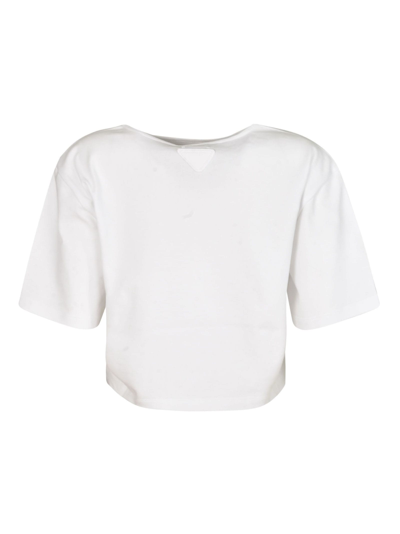 Shop Prada Logo Cropped T-shirt In White