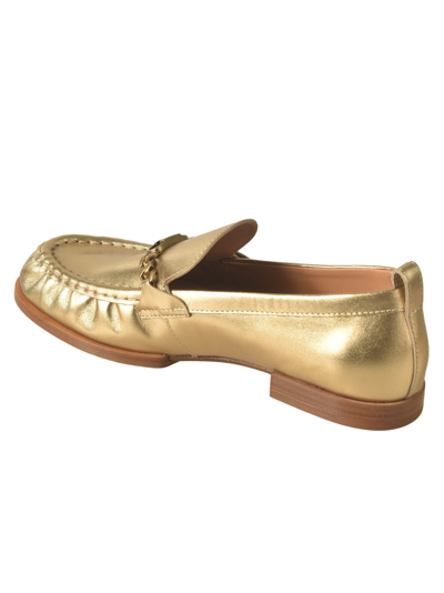 Shop Tod's 19k T Chain Loafers In Gold