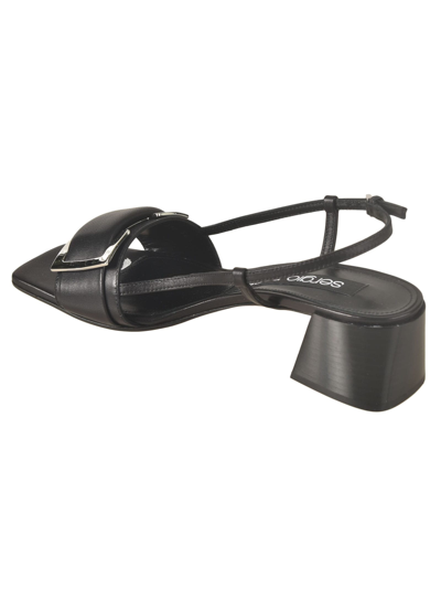 Shop Sergio Rossi Block Heel Slingback Sandals In Black