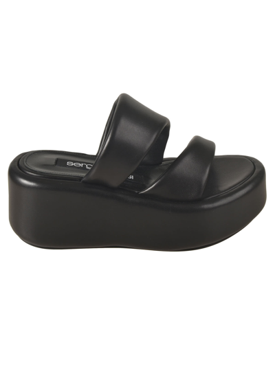 Shop Sergio Rossi Spongy Wedge Sandals In Black