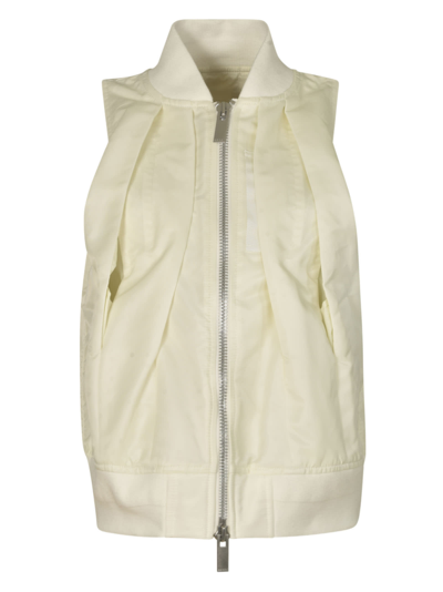 Shop Sacai Zip Pleated Vest In White