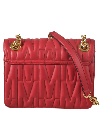 Shop Moschino Logo Quilted Chain Shoulder Bag In Red