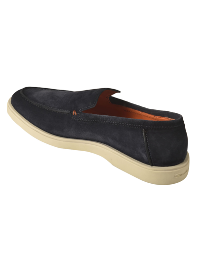 Shop Santoni Slip-on Plain Loafers In Blue