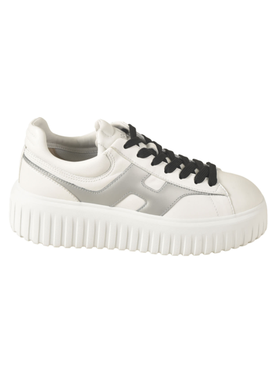 Shop Hogan H-stripes Sneakers In Silver/white
