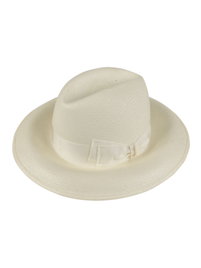 Shop Borsalino Bow Detail Woven Hat In 0001