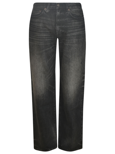 Shop R13 Straight Buttoned Jeans In Black