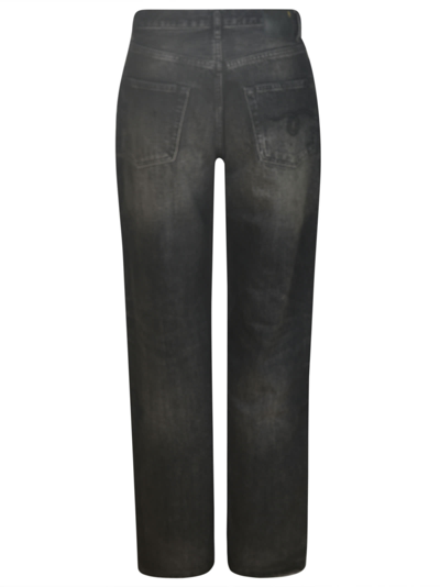 Shop R13 Straight Buttoned Jeans In Black