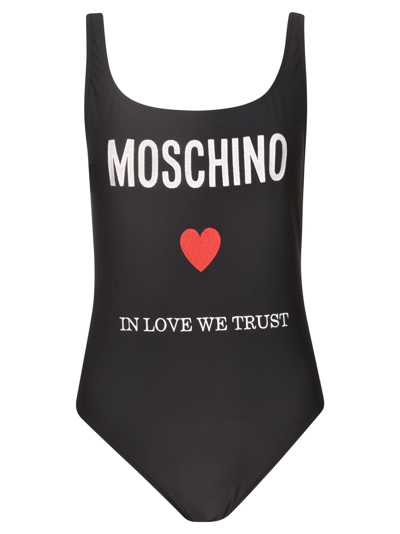 Shop Moschino In Love We Trust Bodysuit In Black