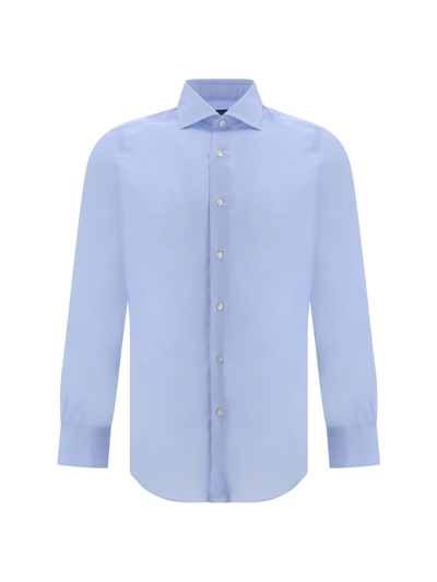Shop Finamore Milano Shirt In Azzurro Chiaro