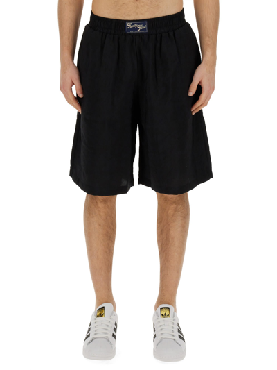 Shop Family First Milano Bermuda With Logo In Nero