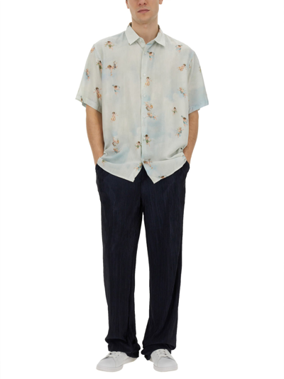 Shop Family First Milano Printed Shirt In Azzurro