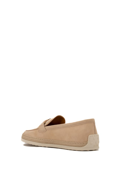 Shop Tod's T-ring Suede Loafers In Beige