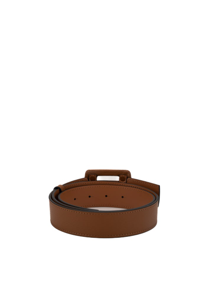 Shop Hogan Belt With Logo In Hammered Leather In Brown