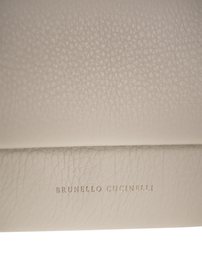 Shop Brunello Cucinelli Leather Cross-body Bag In Stone
