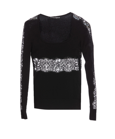 Shop Dolce & Gabbana Lace Pullover In Black