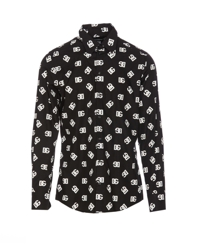 Shop Dolce & Gabbana Dg Logo Print Martini Shirt In Black