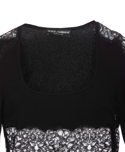 Shop Dolce & Gabbana Lace Pullover In Black