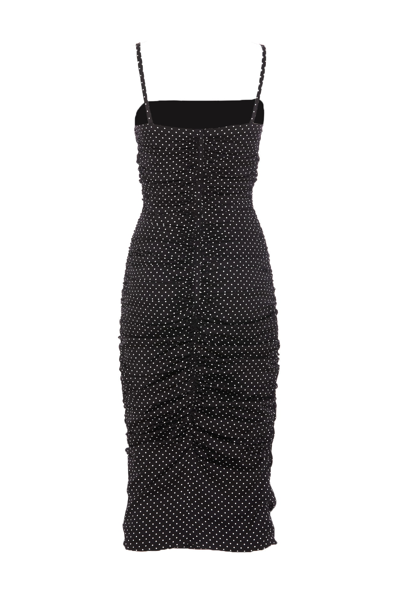 Shop Dolce & Gabbana Dress With Micro Polka-dot Print In Black