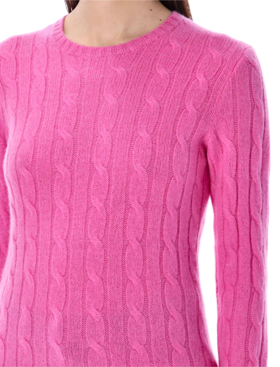 Shop Polo Ralph Lauren Julianna Cable Knit Sweater In Pink Fuxia