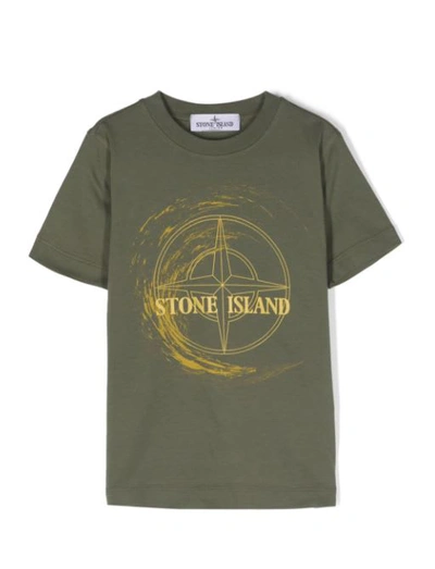 Shop Stone Island Cotton T-shirt In Green