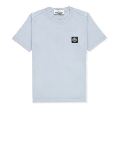 Shop Stone Island Cotton T-shirt In Light Blue