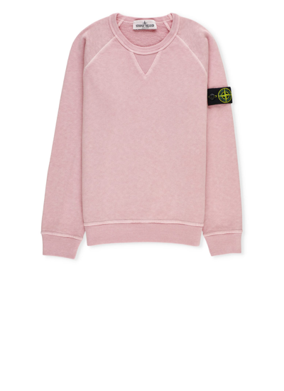 Shop Stone Island Cotton Sweatshirt In Pink