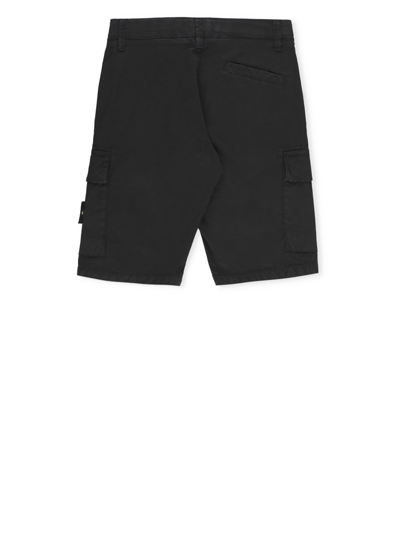 Shop Stone Island Cotton Bermuda Shorts In Black