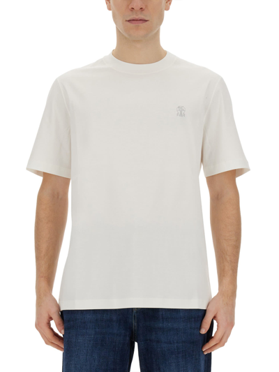 Shop Brunello Cucinelli T-shirt With Logo In Bianco