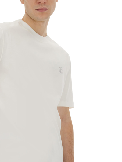 Shop Brunello Cucinelli T-shirt With Logo In Bianco