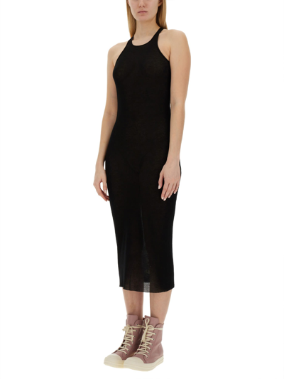 Shop Rick Owens Ribbed Dress In Nero