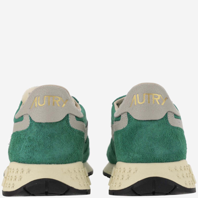 Shop Autry Reelwind Low Nylon And Suede Sneakers In Wht/green