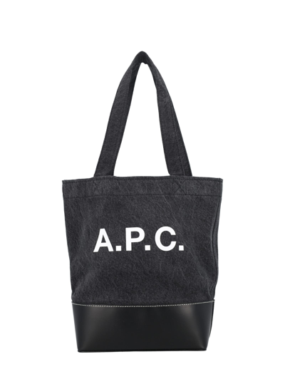 Shop Apc Axel Small Tote Bag In Black Blue