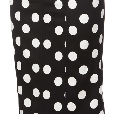 Shop Dolce & Gabbana Polka Dot Print Bustier Midi Dress In Black