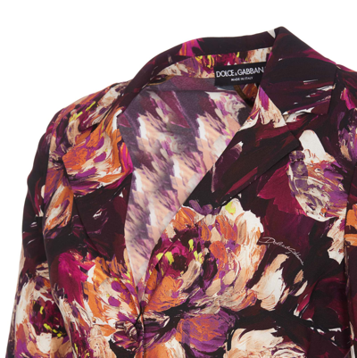 Shop Dolce & Gabbana Peony Print Jacket In Multicolour