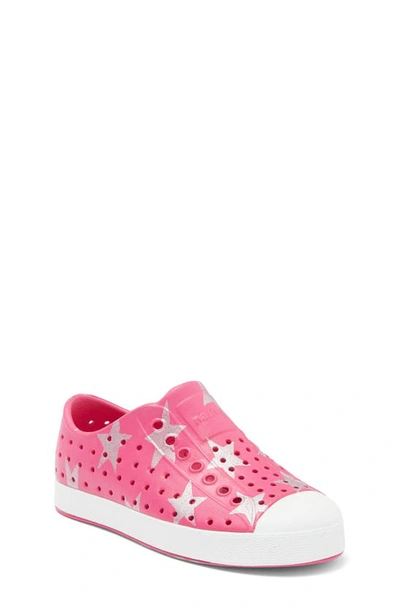 Shop Native Shoes Jefferson Water Friendly Perforated Slip-on In Pink/ Shelllwhite/ Silverstars