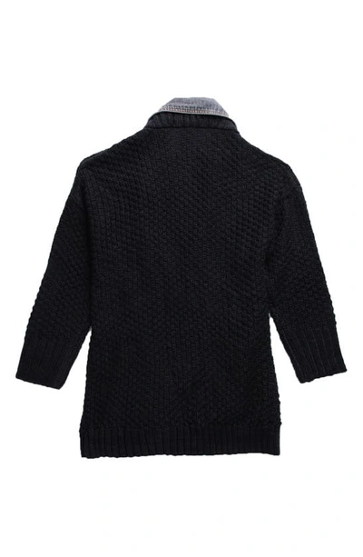Shop Saachi Denim Knit Cardigan In Black