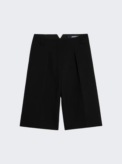 Shop Jacquemus Le Bermuda Ovalo Bermuda Shorts In Black