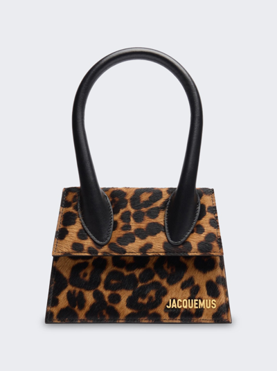 Shop Jacquemus Le Chiquito Moyen Bag In Print Leopard Brown