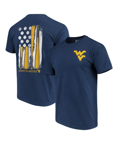 Shop Image One Men's Navy West Virginia Mountaineers Baseball Flag Comfort Colors T-shirt