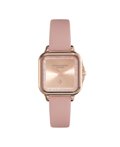 Shop Olivia Burton Women's Grosvenor Mellow Rose Leather Watch 28mm