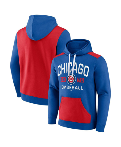 Fanatics Branded Royal/red Chicago Cubs Chip In Pullover Hoodie In Royal,red