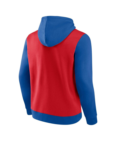 Fanatics Branded Royal/red Chicago Cubs Chip In Pullover Hoodie In Royal,red