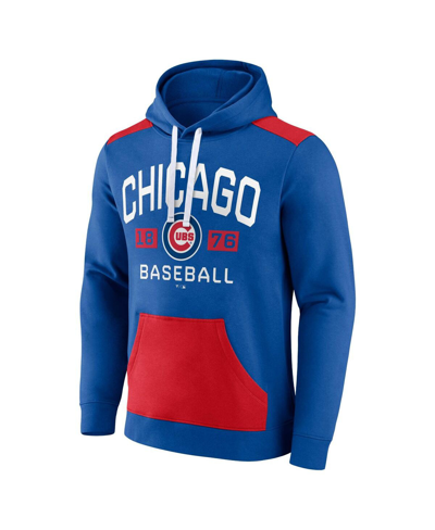 Fanatics Branded Royal/red Chicago Cubs Chip In Pullover Hoodie In Royal,red