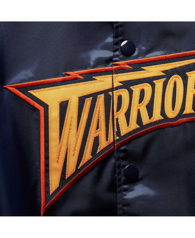 Mitchell & Ness Navy Golden State Warriors Big & Tall Hardwood Classics Raglan Satin Full-snap Jacke In Navy