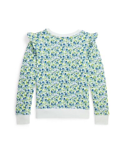 Shop Polo Ralph Lauren Big Girls Floral Ruffled French Terry Sweatshirt In Alma Floral