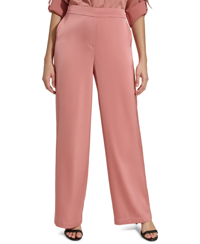 Shop Calvin Klein Women's Satin Pull-on Pants In Desert Rose